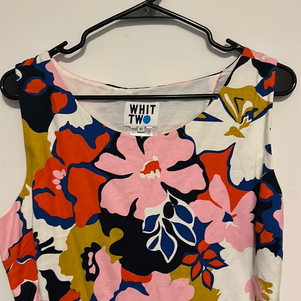 Bright Summer Whit Two Anthro Sleeveless Midi Dress with Back Cutouts Sz 12